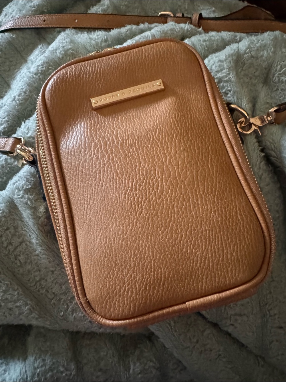 Poppy & Peonies Camel Faux Leather Crossbody